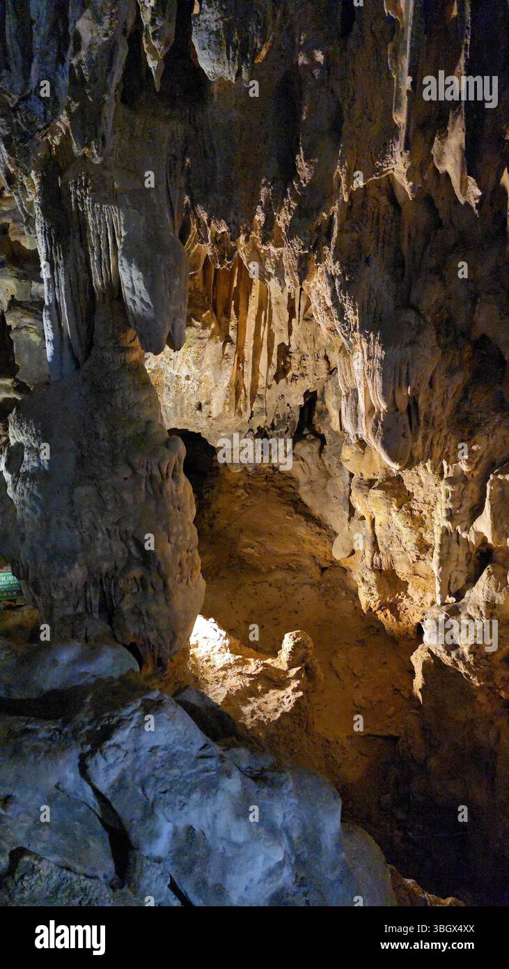 Thien Cung Cave Heavenly Palace Cave of Halong Bay, 4 km away from Dau Go Island, Most beautiful primitive cave of the bay. - Smartphone Captured Stock Image