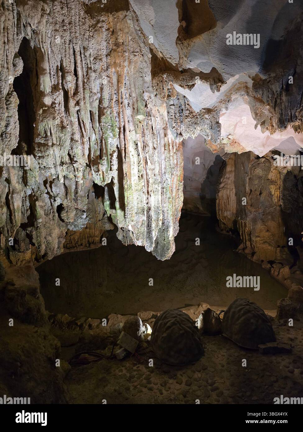 Thien Cung Cave Heavenly Palace Cave of Halong Bay, 4 km away from Dau Go Island, Most beautiful primitive cave of the bay. - Smartphone Captured Stock Image