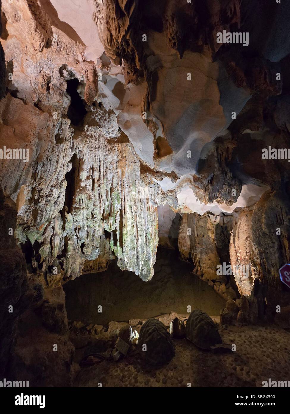 Thien Cung Cave Heavenly Palace Cave of Halong Bay, 4 km away from Dau Go Island, Most beautiful primitive cave of the bay. - Smartphone Captured Stock Image