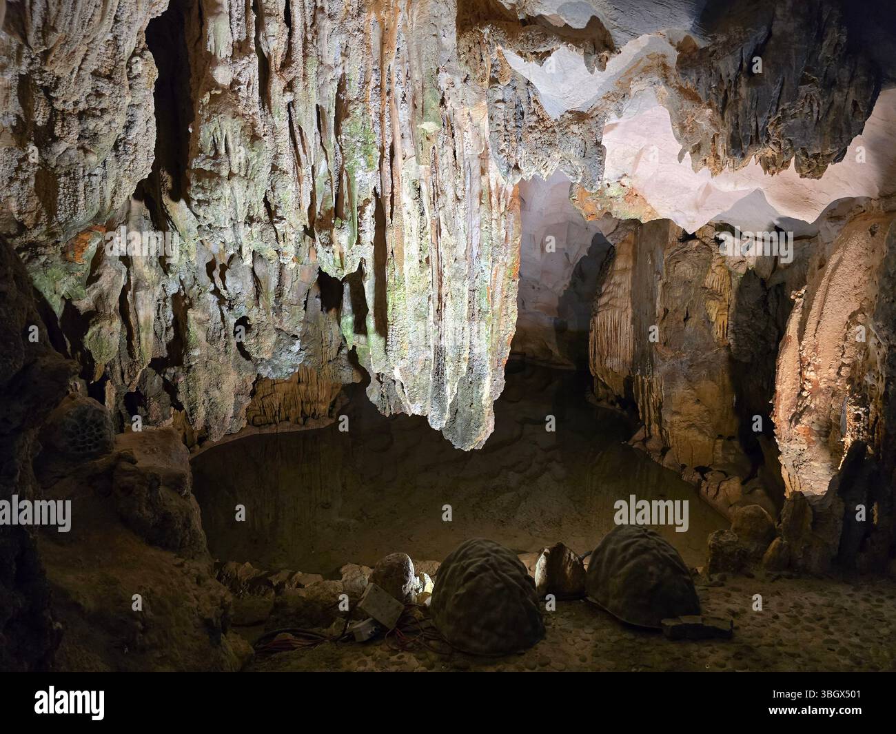 Thien Cung Cave Heavenly Palace Cave of Halong Bay, 4 km away from Dau Go Island, Most beautiful primitive cave of the bay. - Smartphone Captured Stock Image