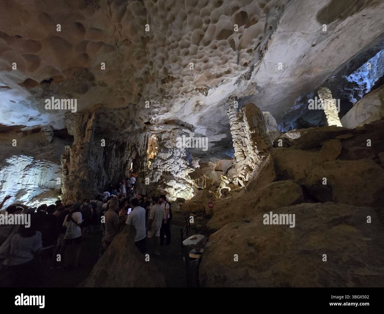 Thien Cung Cave Heavenly Palace Cave of Halong Bay, 4 km away from Dau Go Island, Most beautiful primitive cave of the bay. - Smartphone Captured Stock Image