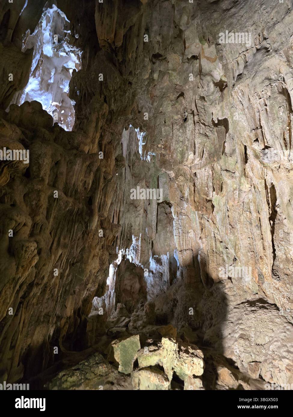 Thien Cung Cave Heavenly Palace Cave of Halong Bay, 4 km away from Dau Go Island, Most beautiful primitive cave of the bay. - Smartphone Captured Stock Image