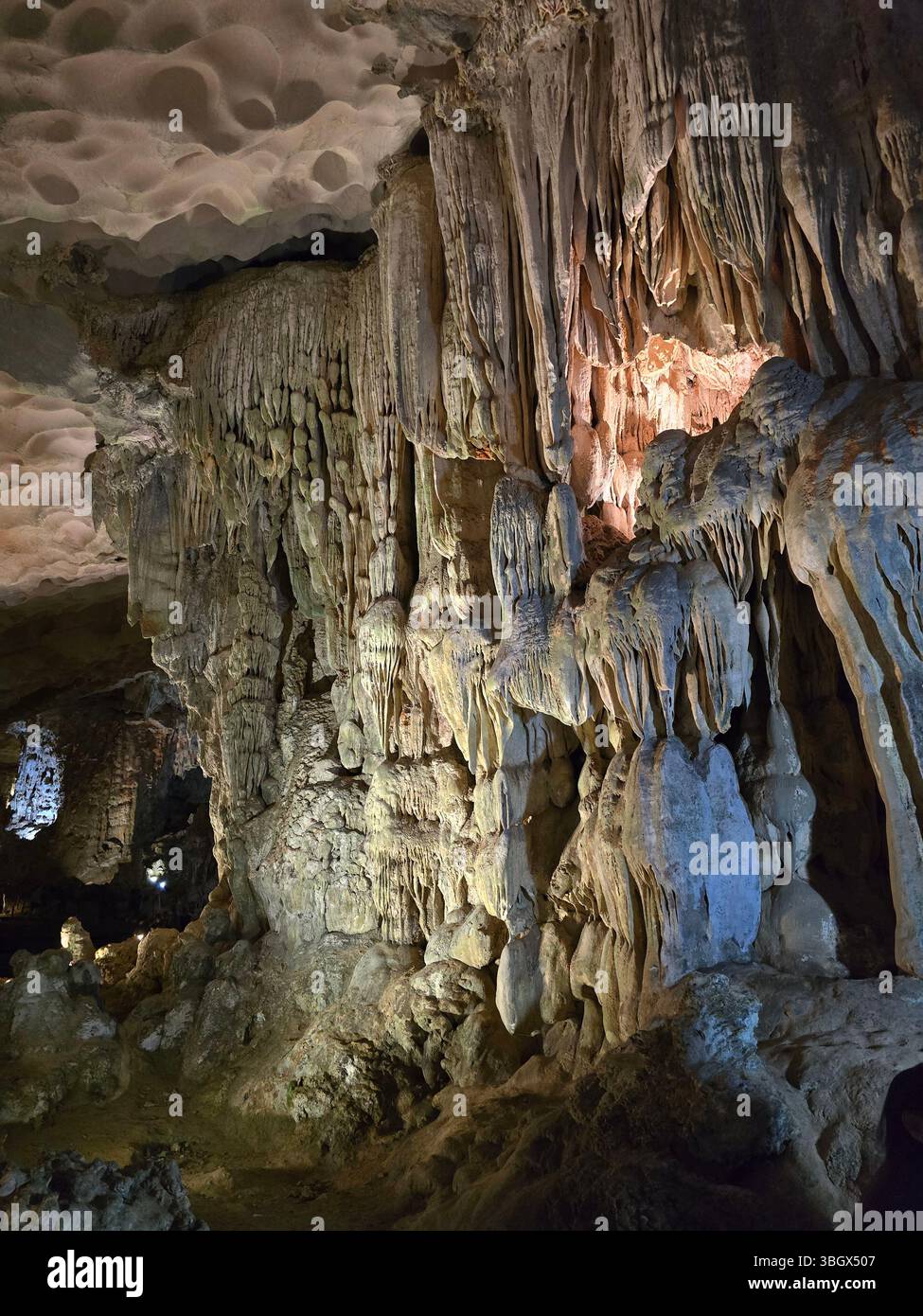 Thien Cung Cave Heavenly Palace Cave of Halong Bay, 4 km away from Dau Go Island, Most beautiful primitive cave of the bay. - Smartphone Captured Stock Image