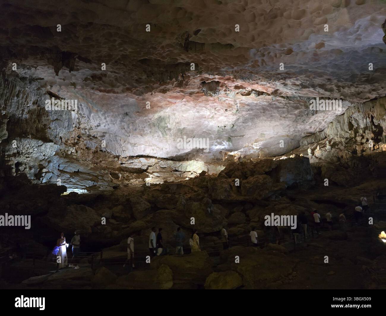 Thien Cung Cave Heavenly Palace Cave of Halong Bay, 4 km away from Dau Go Island, Most beautiful primitive cave of the bay. - Smartphone Captured Stock Image