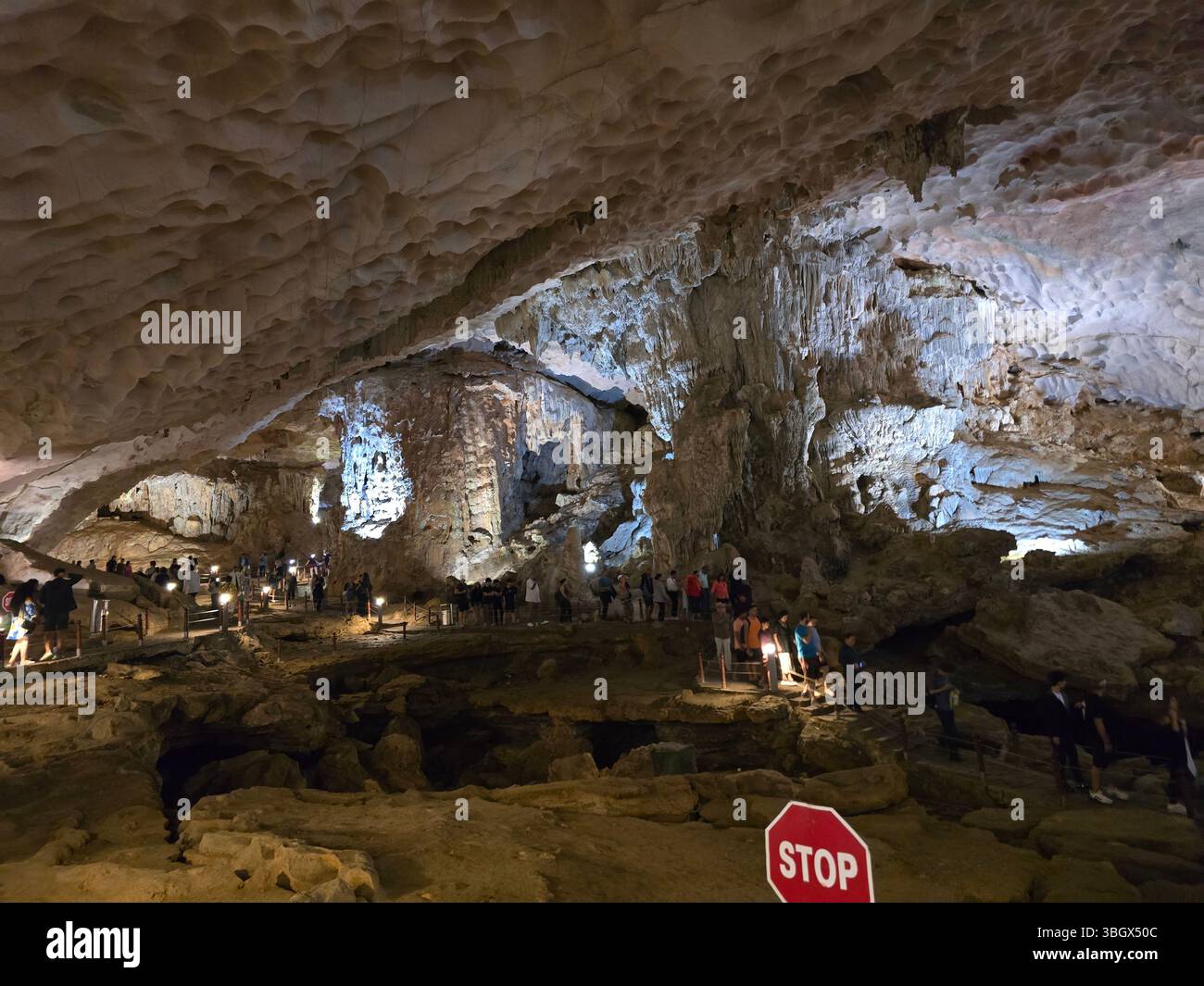 Thien Cung Cave Heavenly Palace Cave of Halong Bay, 4 km away from Dau Go Island, Most beautiful primitive cave of the bay. - Smartphone Captured Stock Image