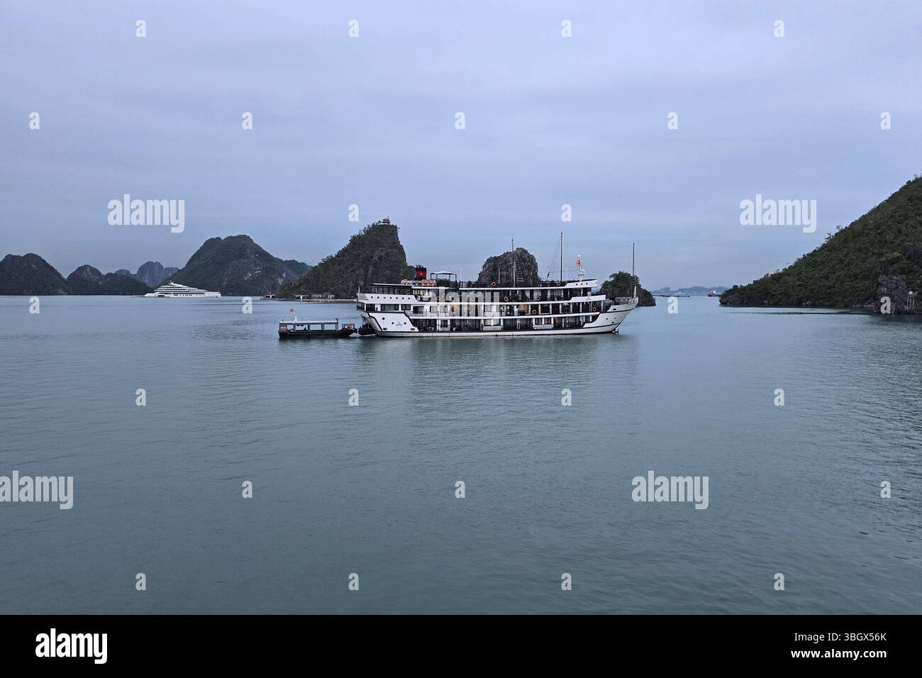 Halong Bay, Vietnam - October 10, 2024: Tourist ferry boat in Halong Bay, the  UNESCO world heritage site in Vietnam - Smartphone Captured Stock Image