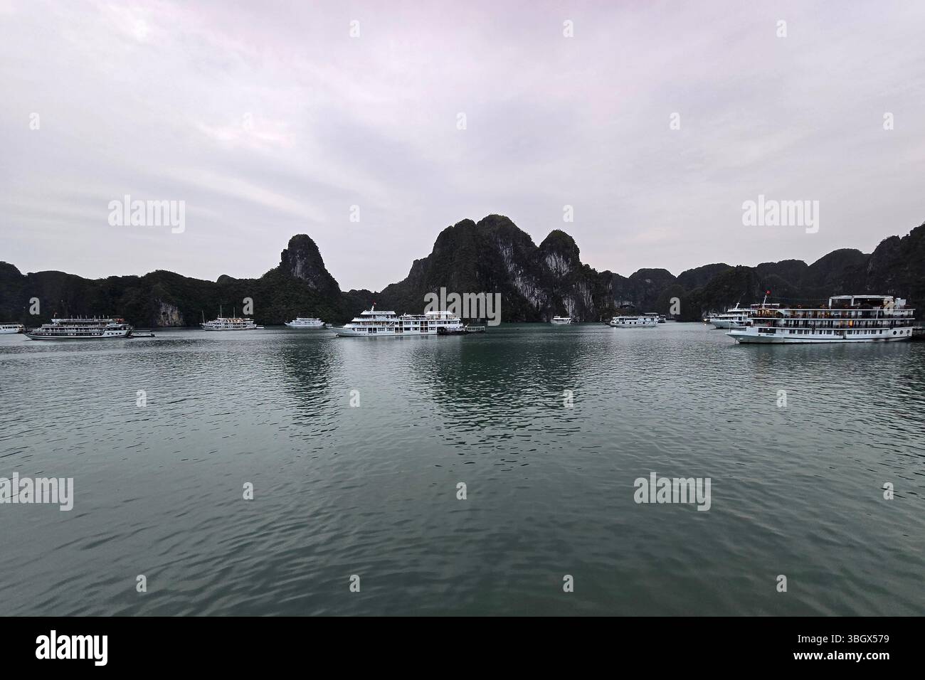 Halong Bay, Vietnam - October 10, 2024: Tourist ferry boat in Halong Bay, the  UNESCO world heritage site in Vietnam - Smartphone Captured Stock Image