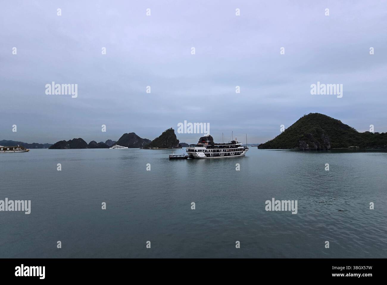 Halong Bay, Vietnam - October 10, 2024: Tourist ferry boat in Halong Bay, the  UNESCO world heritage site in Vietnam - Smartphone Captured Stock Image