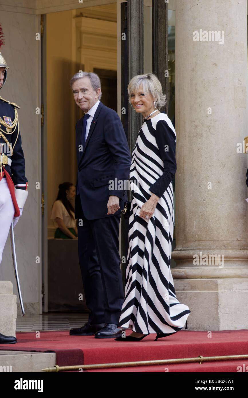Paris, France. 5th June, 2025. CEO of LVMH Bernard Arnault and his wife