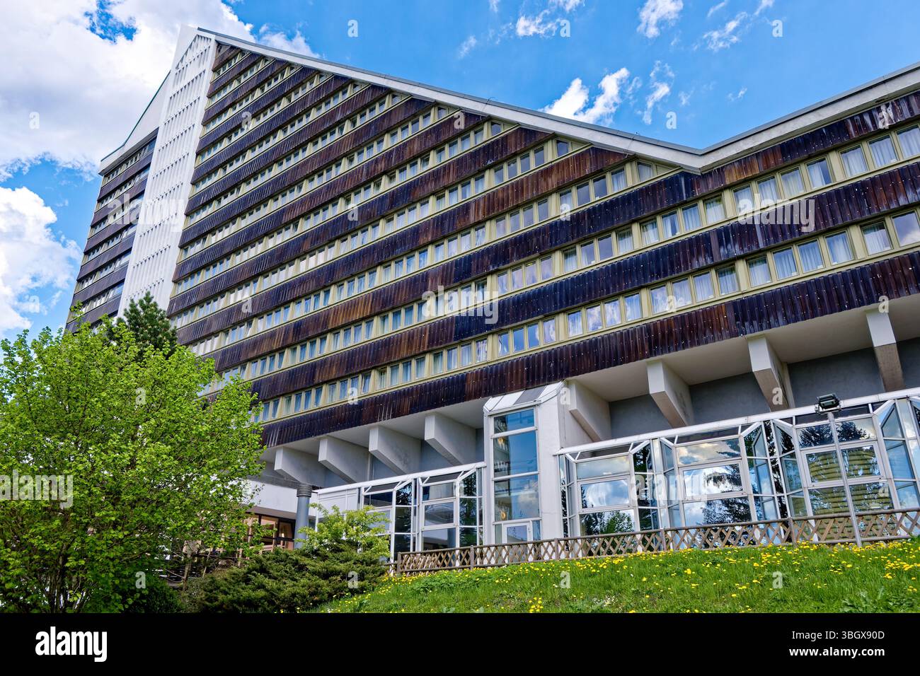 Ahorn Panorama Hotel Oberhof in Oberhof, Thuringian Forest, Germany. Hotel Panorama was built in 1969 as an GDR Interhotel. Stock Photo