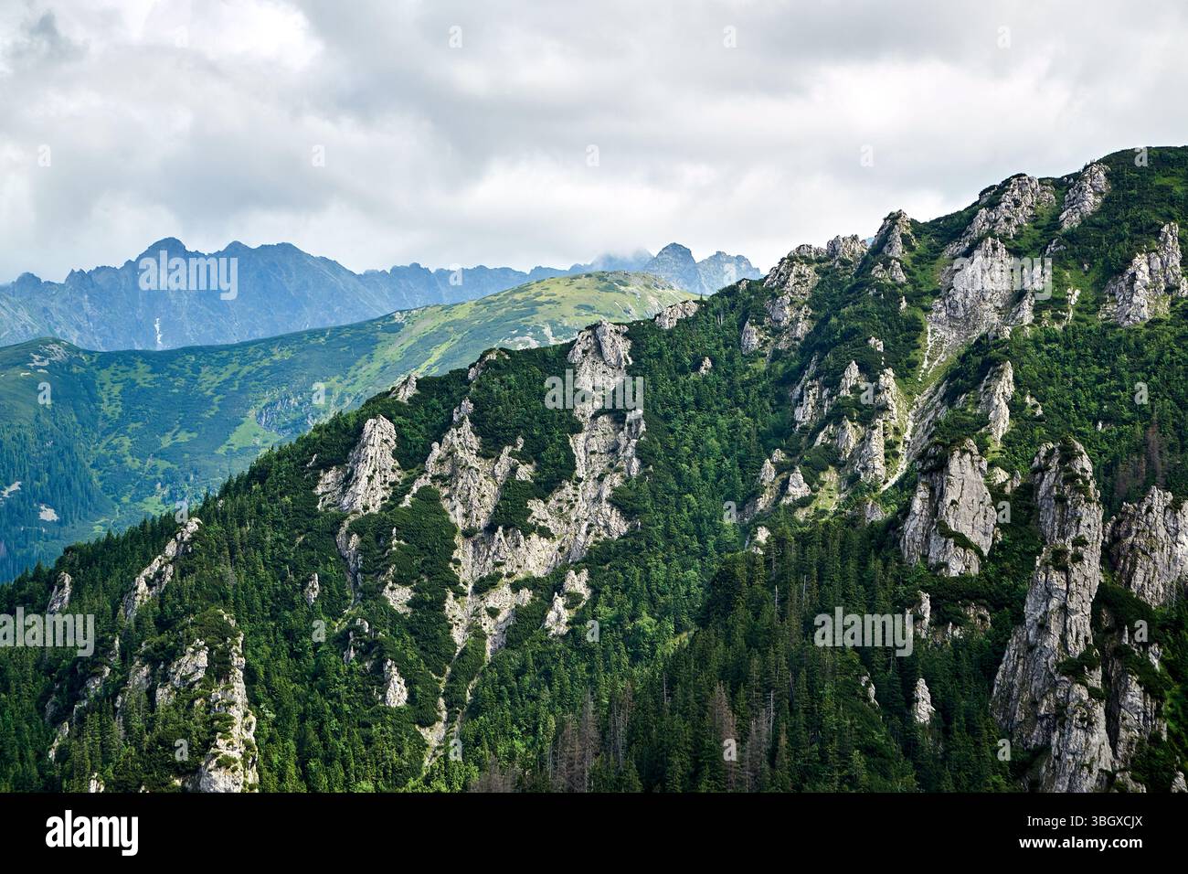 limestone rocks and granite peaks in the Tatra Mountains, Poland Stock ...