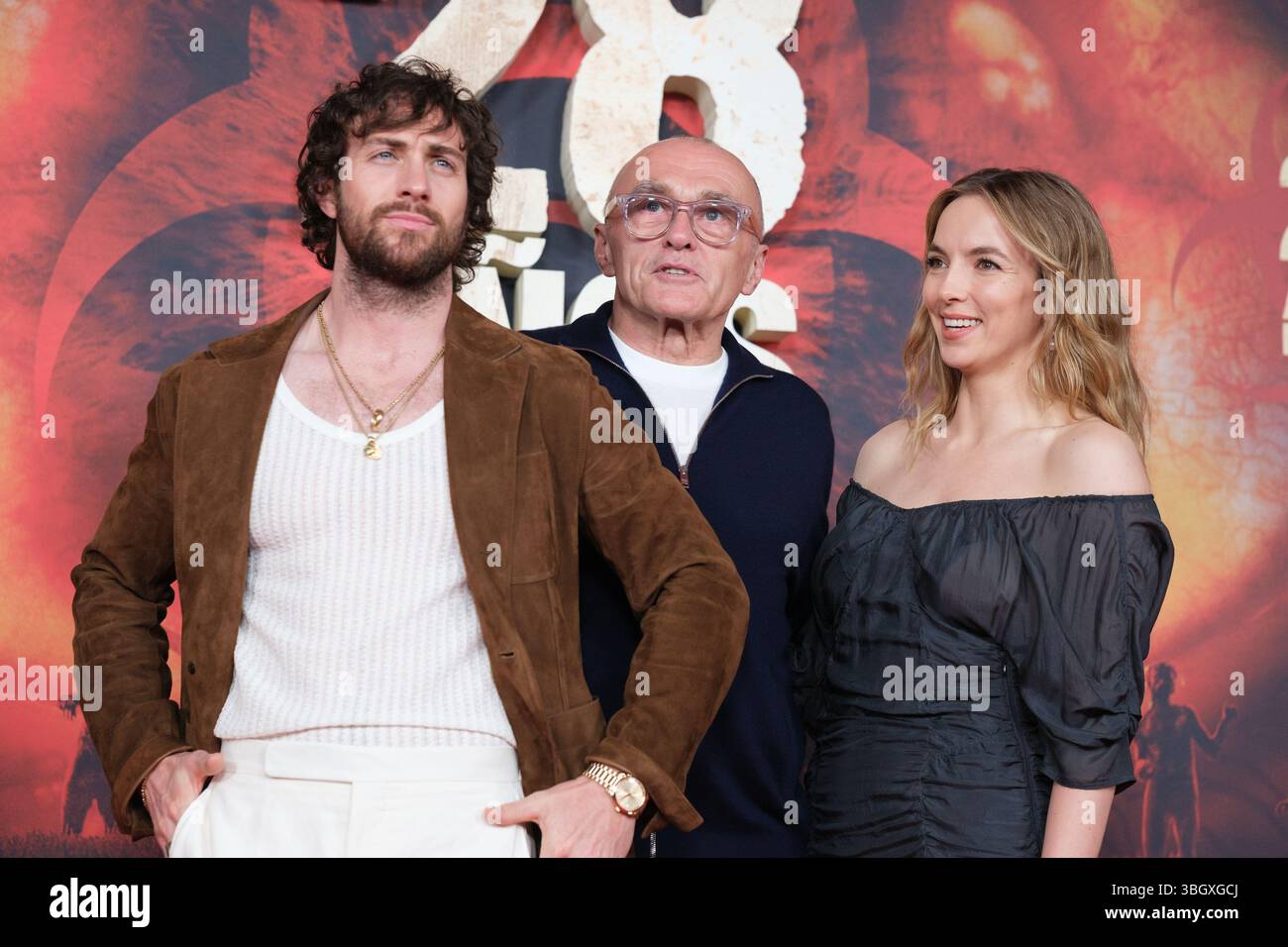Danny Comer Jodie Comer, Danny Boyle and actor Aaron Taylor Johnson attends the '28 ...