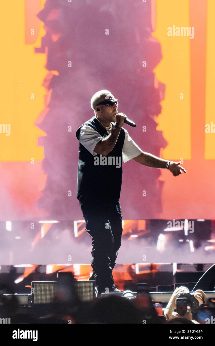 Naples, Salerno, Italy. 5th June, 2025. Italian rapper Luchè aka Luca ...