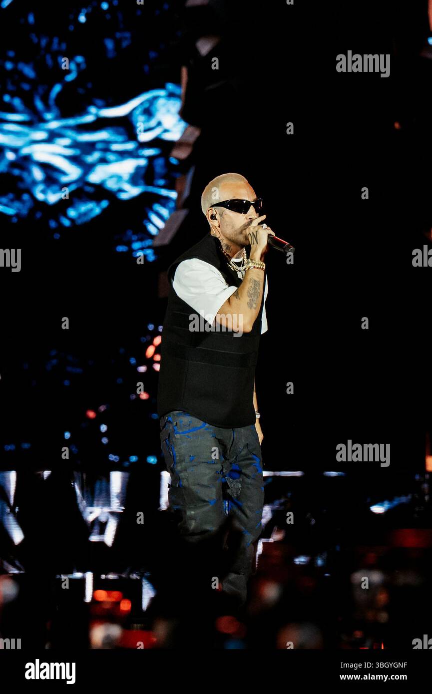 Naples, Salerno, Italy. 5th June, 2025. Italian rapper Luchè aka Luca ...