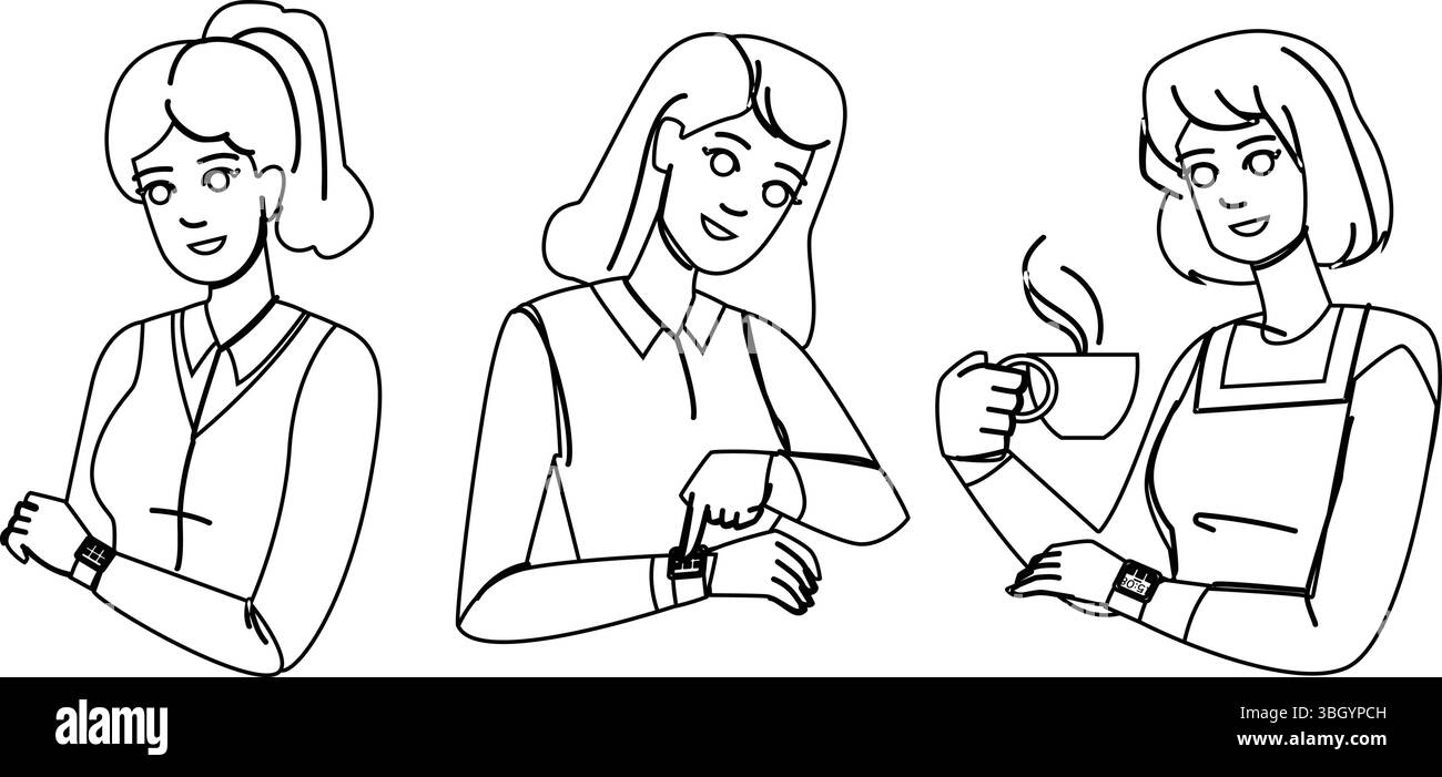 hand checking time woman vector Stock Vector Image & Art - Alamy