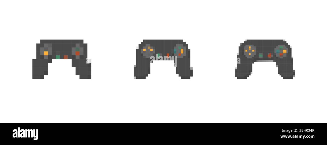 Mosaic pixel art game controller icons in retro sprite style Stock ...