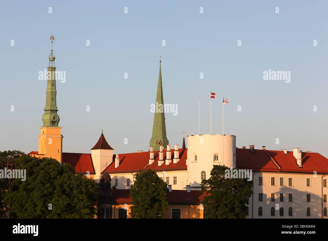 Riga castle is a castle on the banks of river Daugava and the official residence of the president of Latvia in Riga, the capital of Latvia Stock Photo