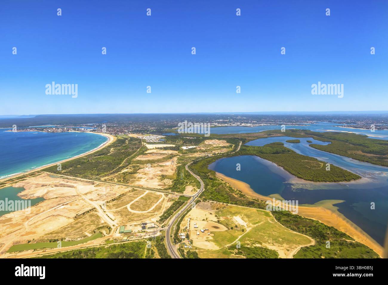 Aerial reef view of Bate Bay, Sydney, New South Wales, eastern Australia. The beaches of Cronulla: Wanda Beach, Elouera Beach, North Cronulla Beach, C Stock Photo