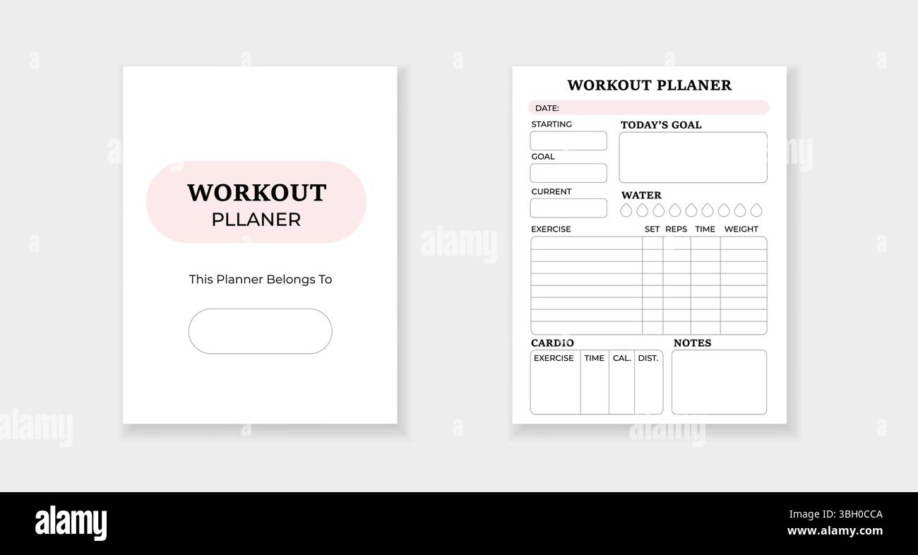 Workout planner form template for scheduling and tracking fitness goals ...