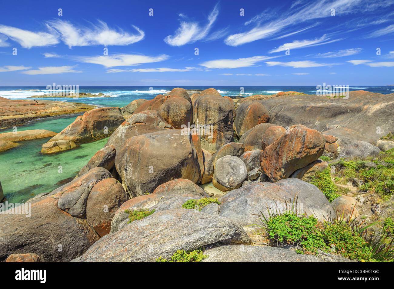 Coastal landscape of Great Southern Ocean. The rock boulders formation ...