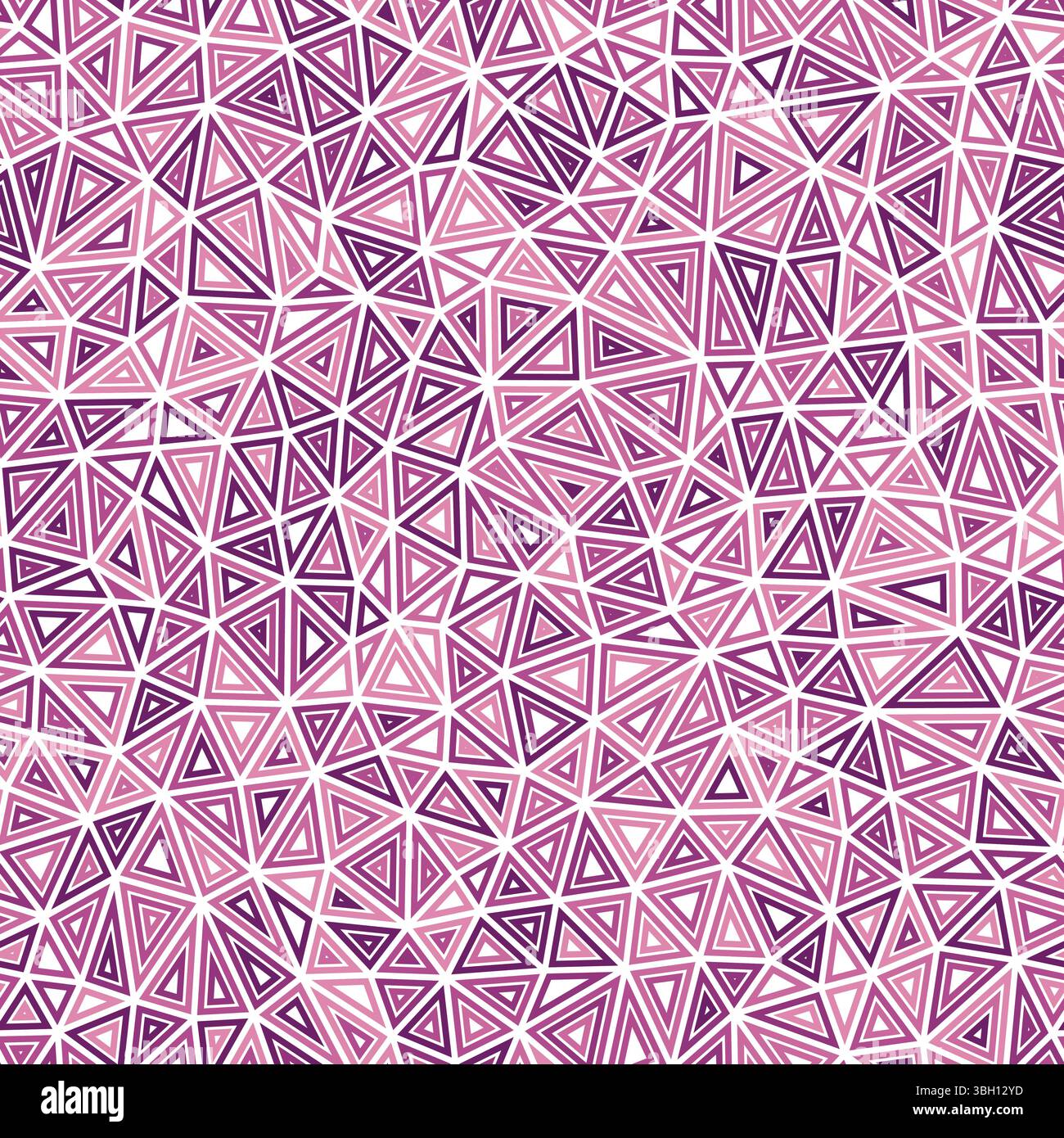 Background with triangles pattern. Multiple repeated inner triangles. Compact shape size. Mono tone colored style. Seamless pattern. Stock Vector