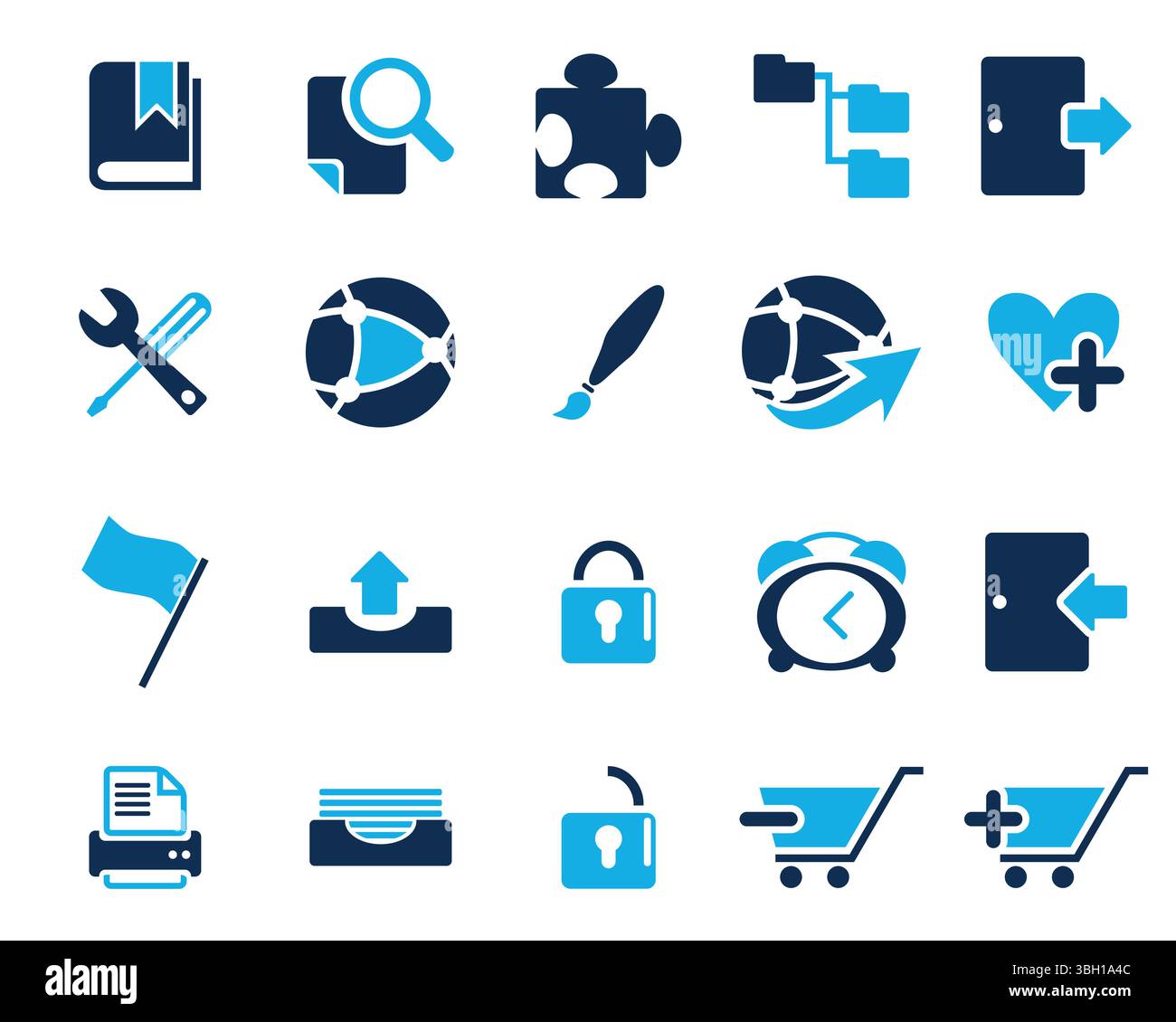 Light and Dark blue Web icon set vector, Contact us icons vector for ...