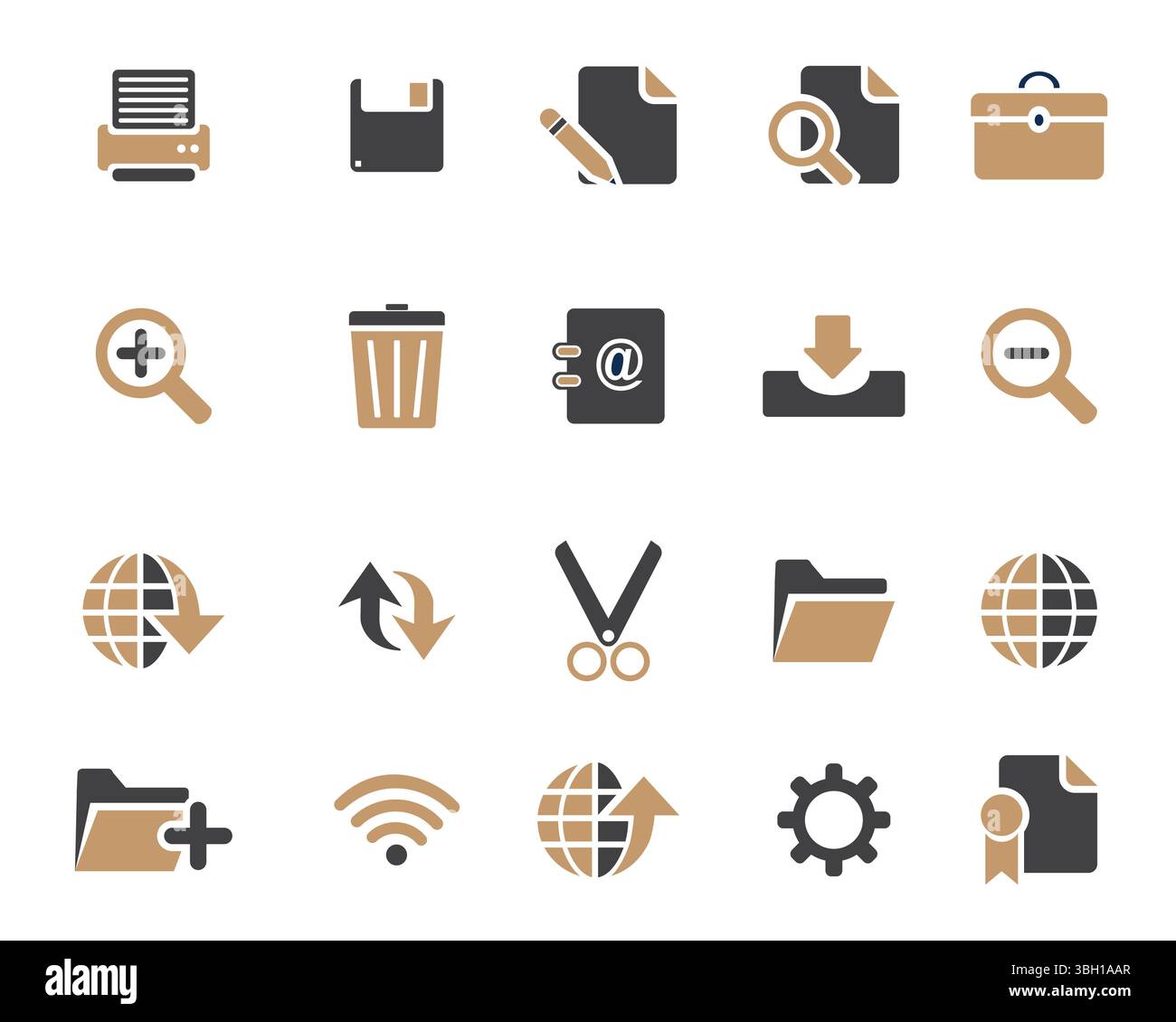 Brown and black Web icons set vector, web and communication icons vector for web computer and mobile Stock Vector