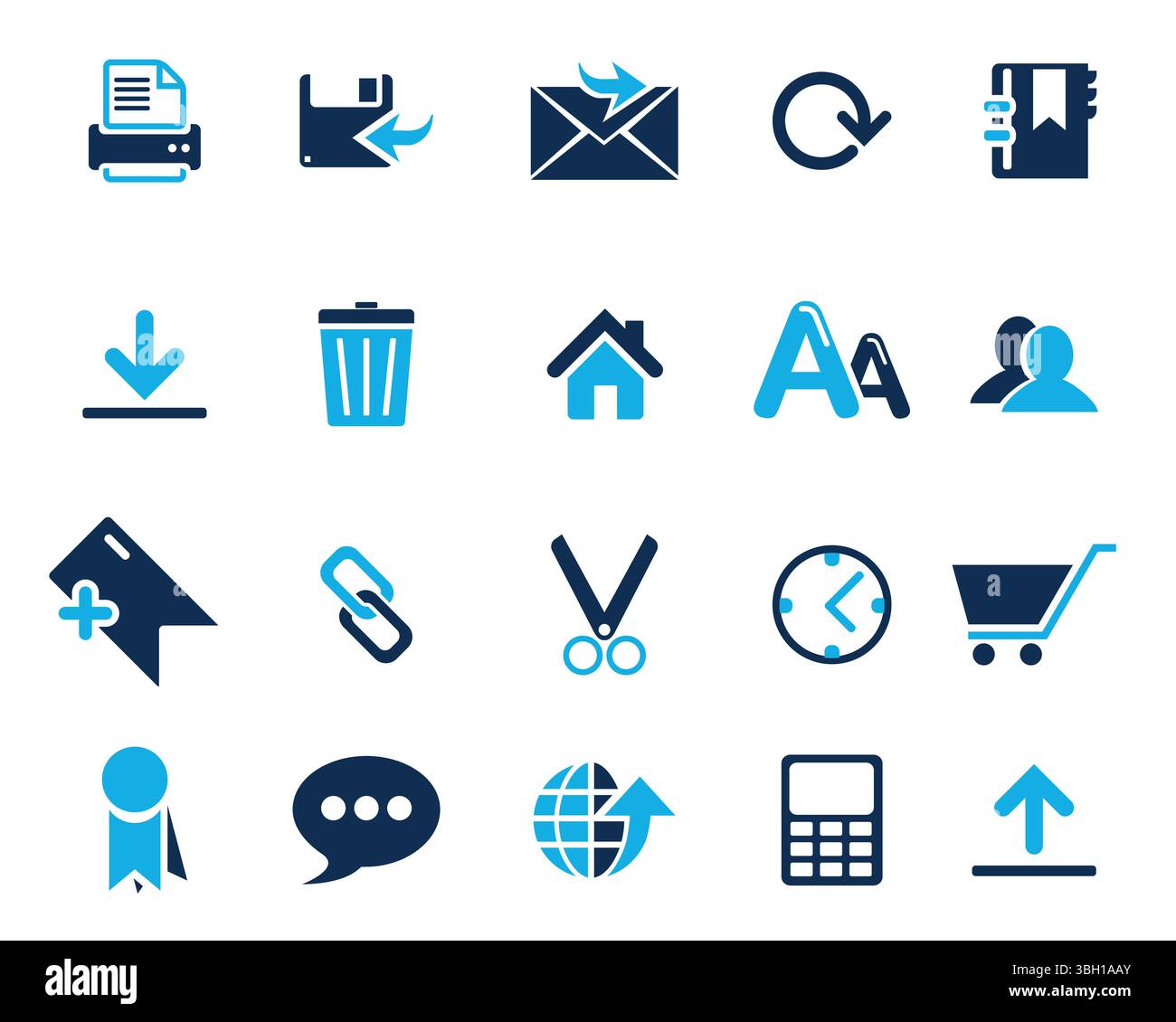 Light and Dark blue Web icons set vector, web and communication icons vector for web computer and mobile Stock Vector