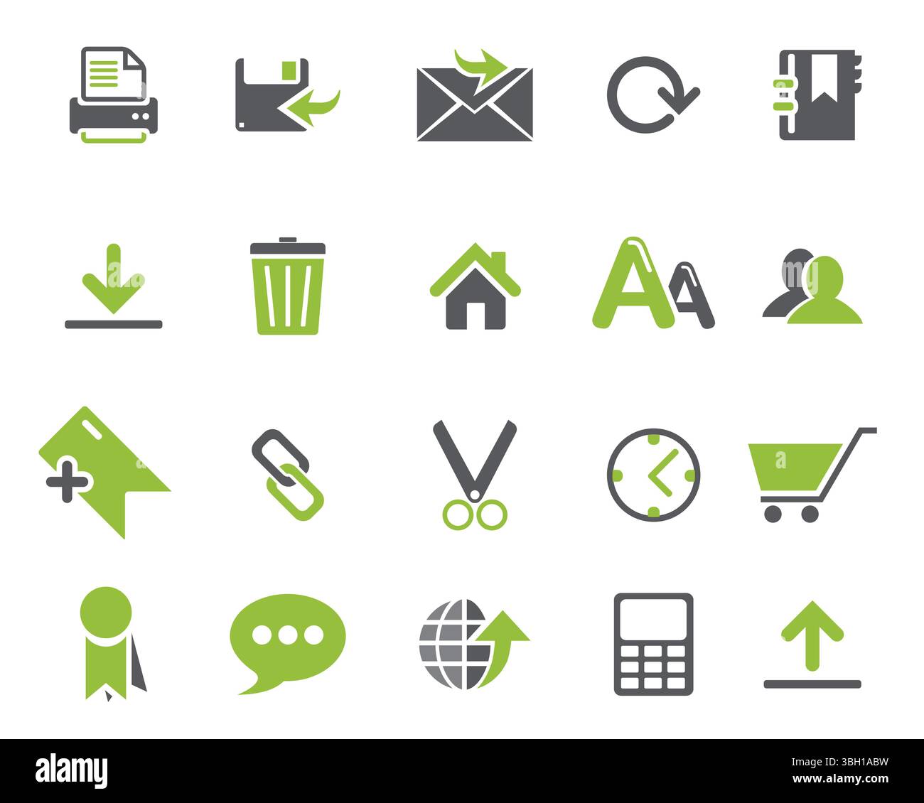 Grey and light green Web icons set vector, web and communication icons vector for web computer and mobile Stock Vector