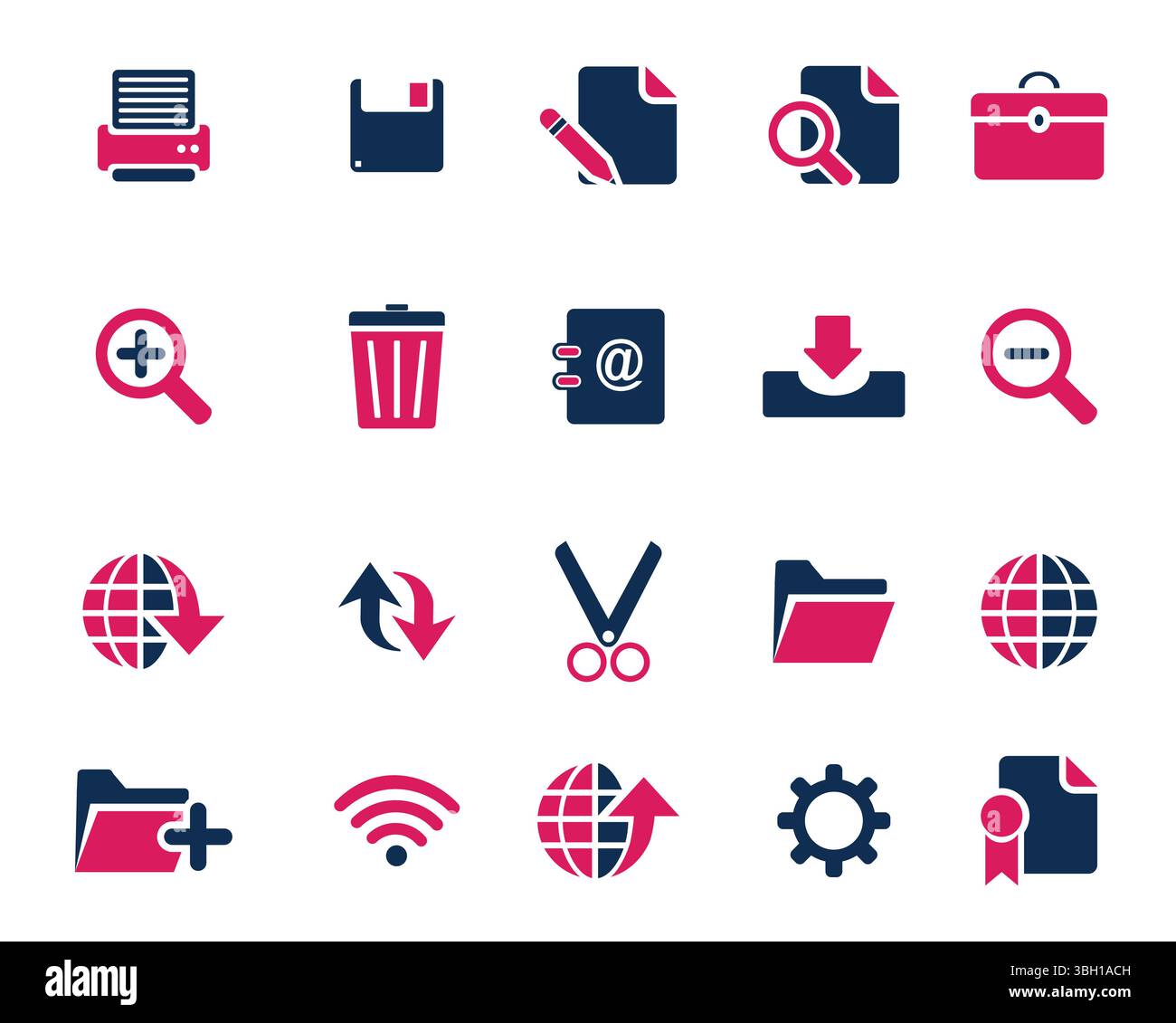 Pink and blue Web icon set vector, web and graphic icons vector for web computer and mobile Stock Vector