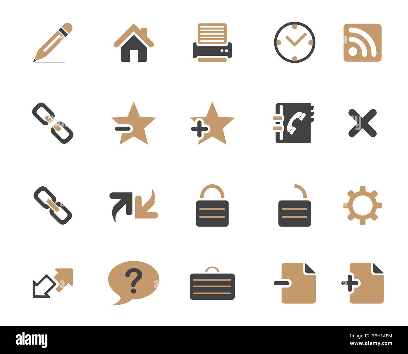 Brown and black Web icon vector, Contact us icons vector for web computer and mobile Stock Vector