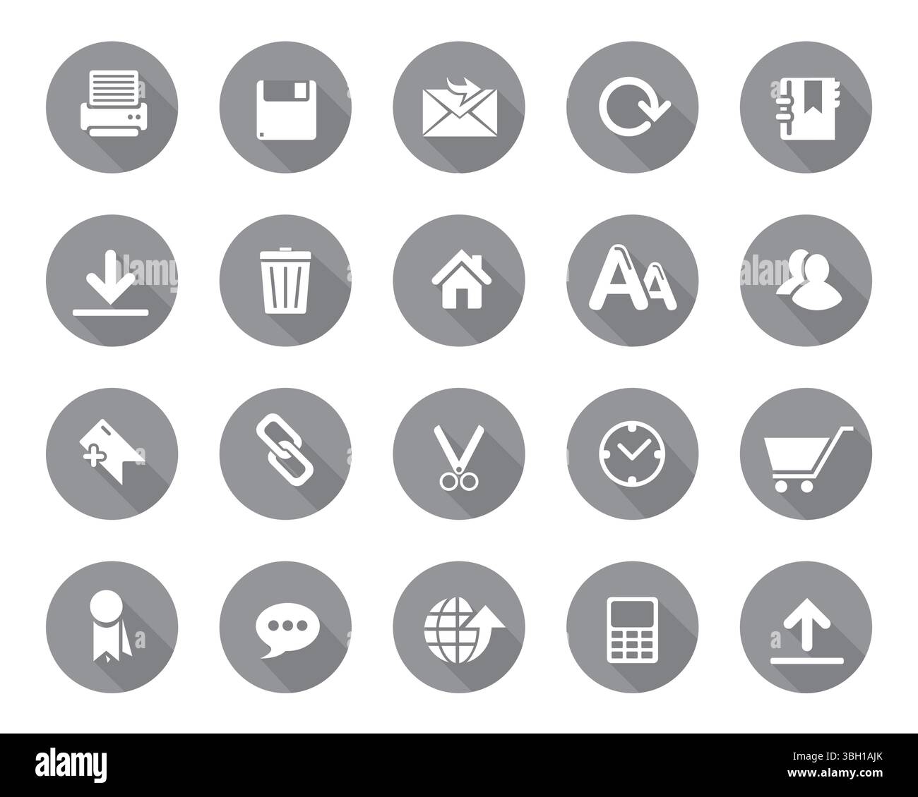 White web icons on grey sphere set vector, web and communication icons vector for web computer and mobile Stock Vector