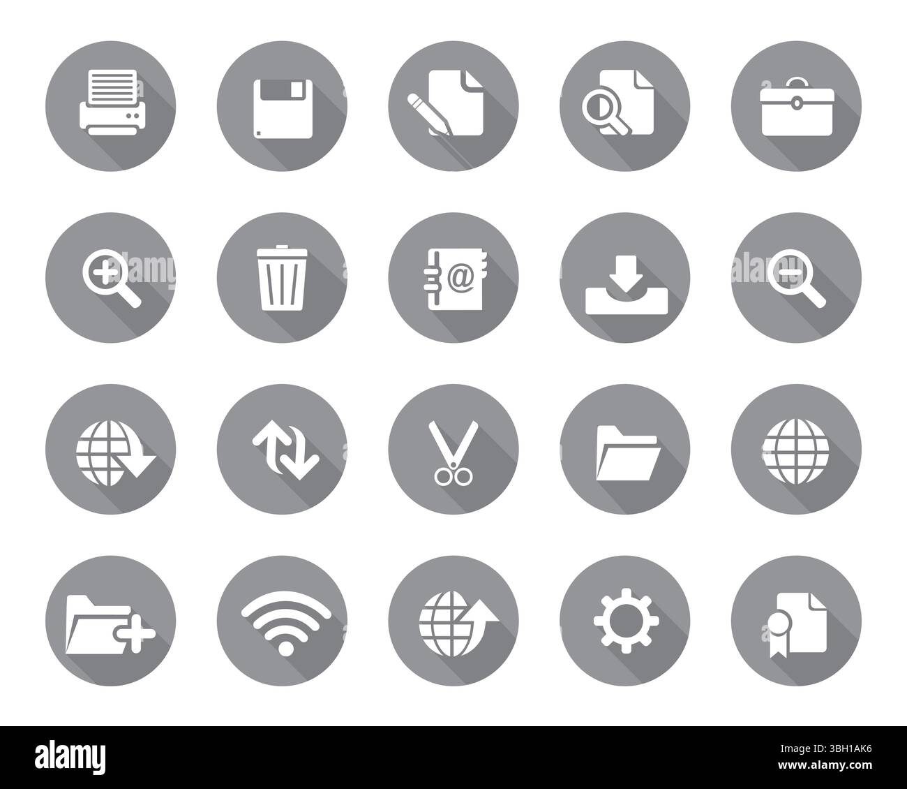 White web icons on grey sphere set vector, web and graphic icons vector for web computer and mobile Stock Vector