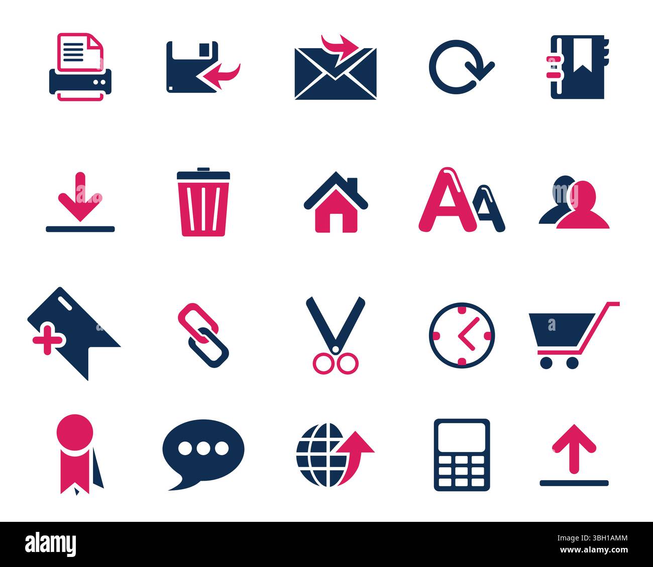 Pink and blue Web icons set vector, web and communication icons vector for web computer and mobile Stock Vector
