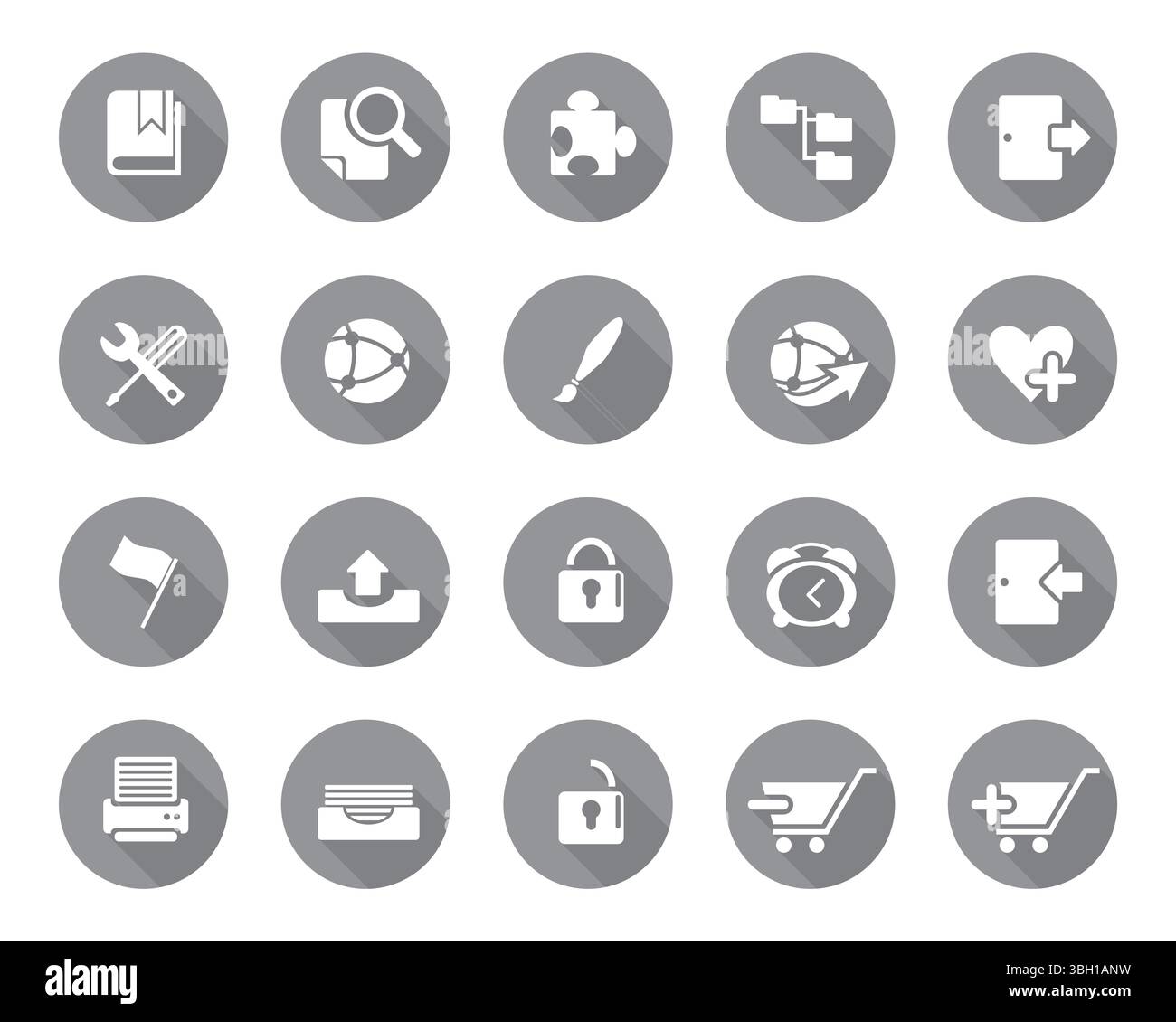 White web icons on grey sphere set vector, Contact us icons vector for web computer and mobile Stock Vector