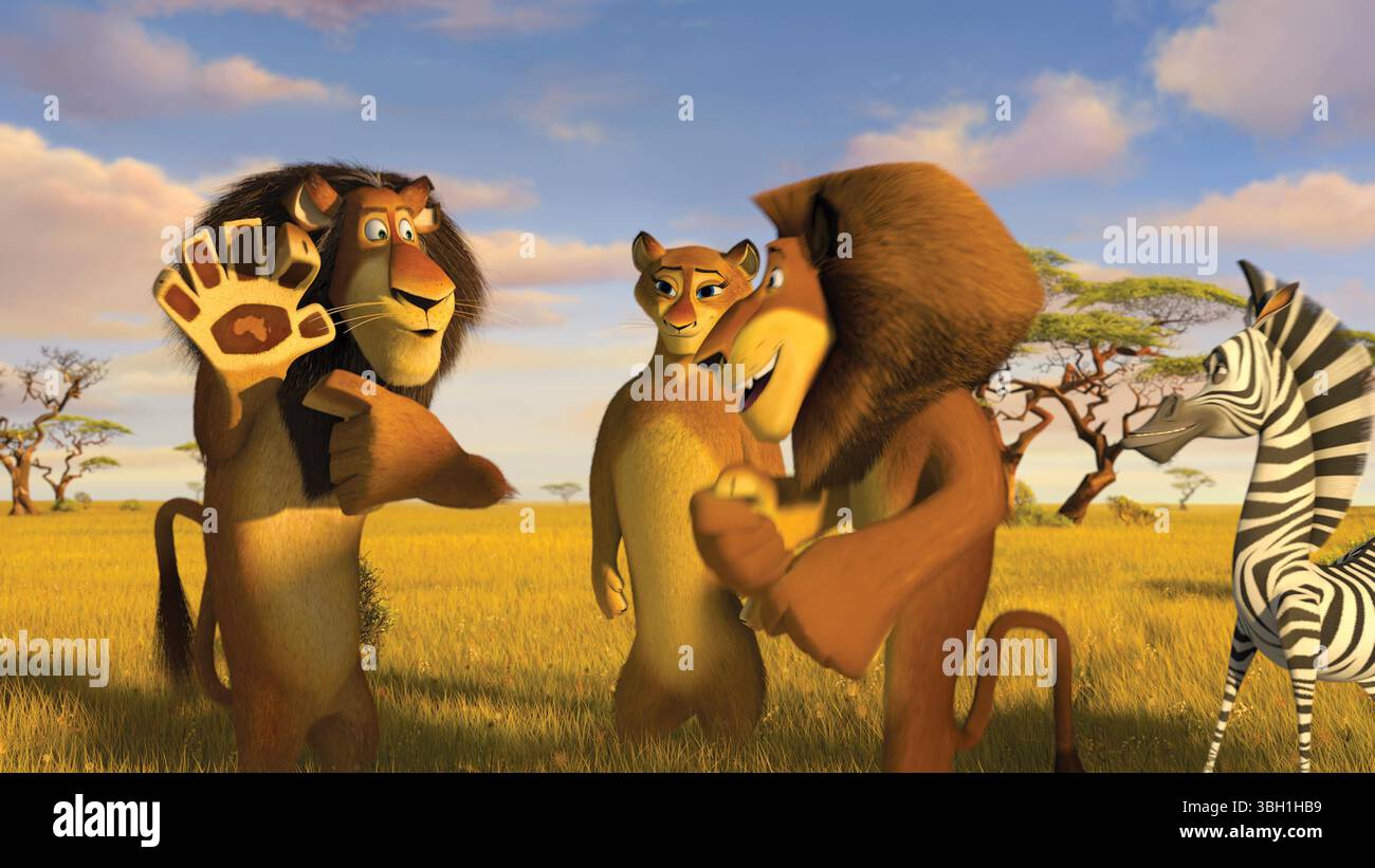 Alpha lion, and Alex’s dad, Zuba (left, BERNIE MAC) shows Alex (right ...