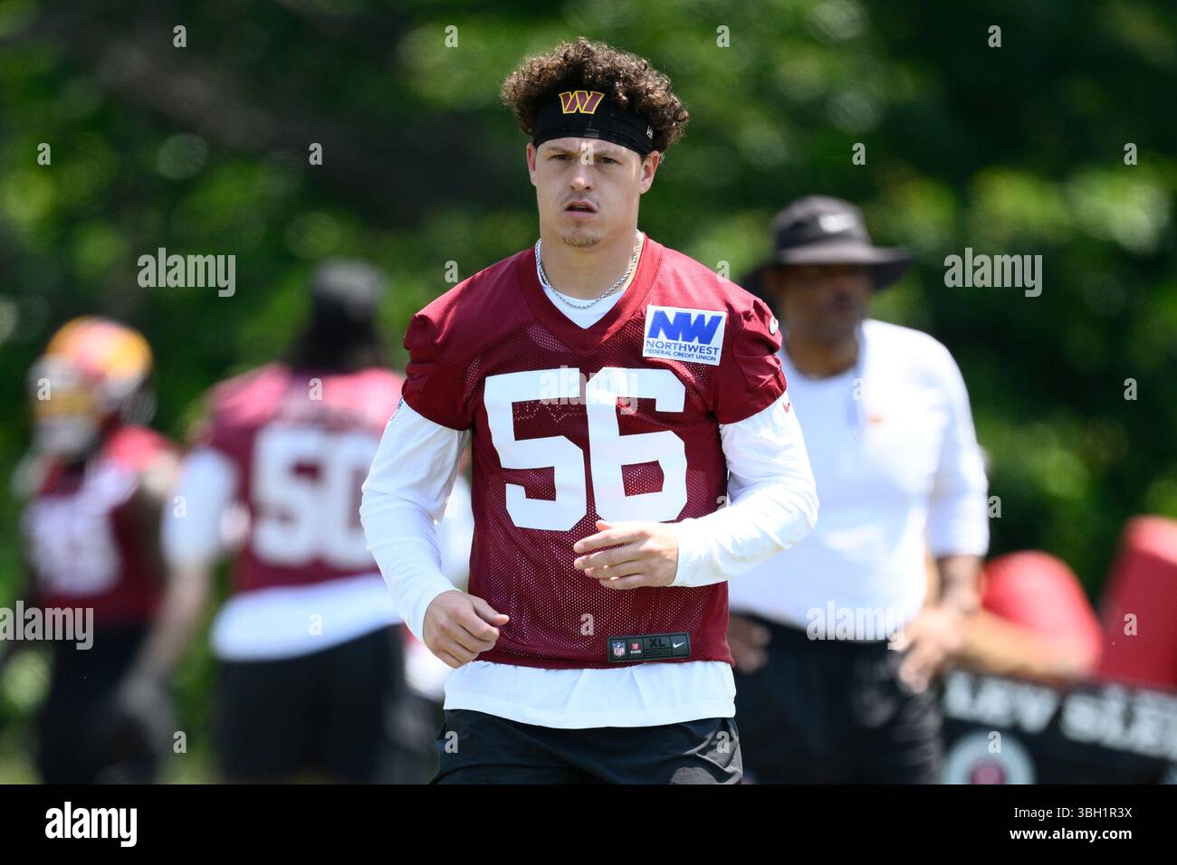 Washington Commanders linebacker Kain Medrano (56) works out during NFL ...