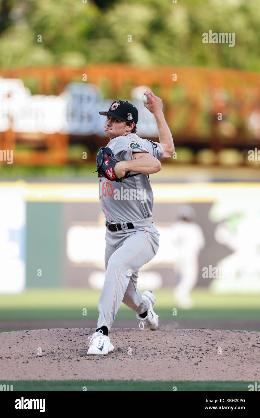 Jr Ritchie Starting Pitcher Columbus Clingstones starting pitcher J.R. Ritchie (60) in action ...