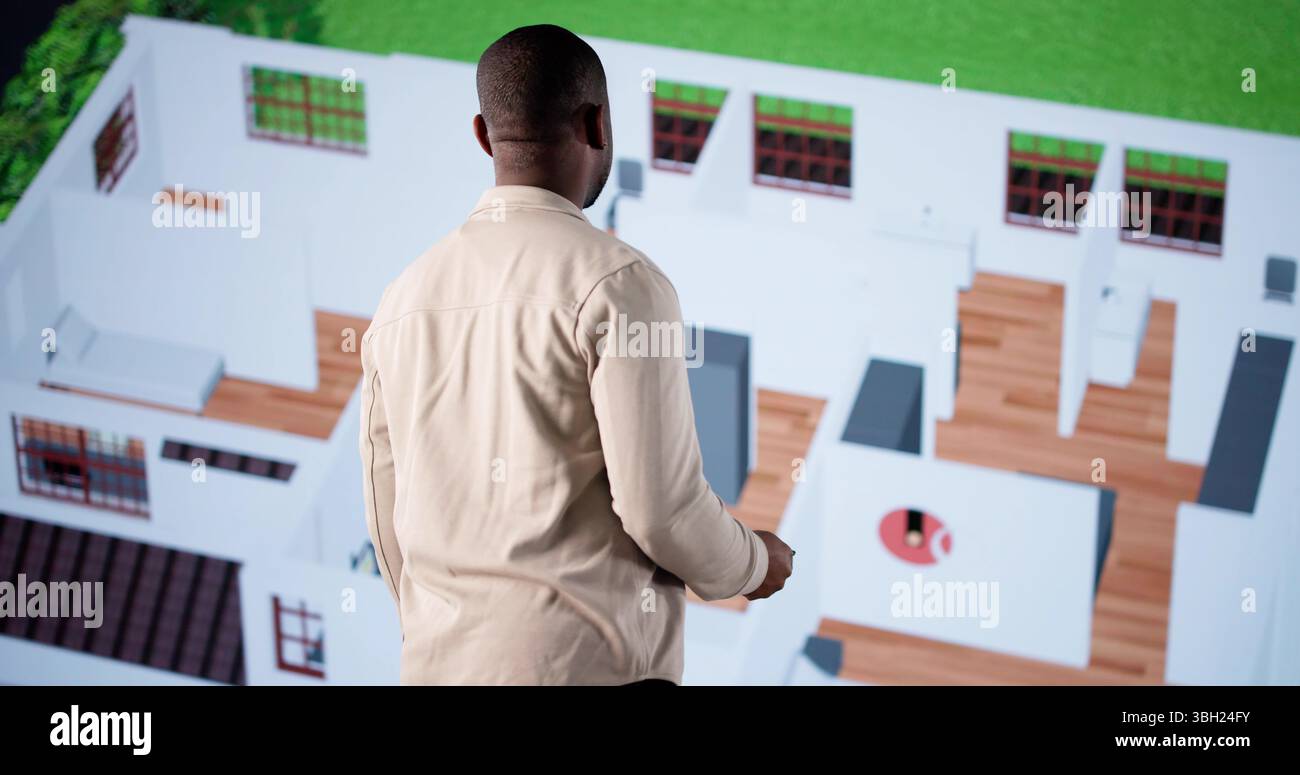 Architect Using CAD Software To Design A Real Estate Project. Stock Photo