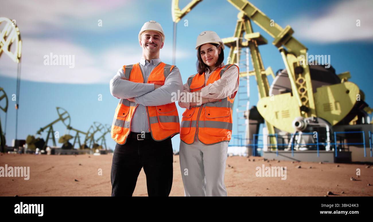 Drill Engineers Using Rig Operating Drill Rig And Pump In Desert - Oil And Gas Industry Engineer ...