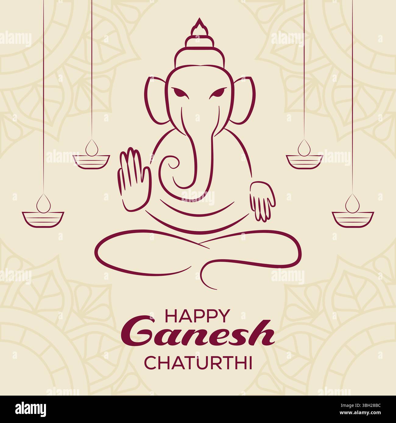 happy ganesh chaturthi illustration in flat design Stock Vector Image ...