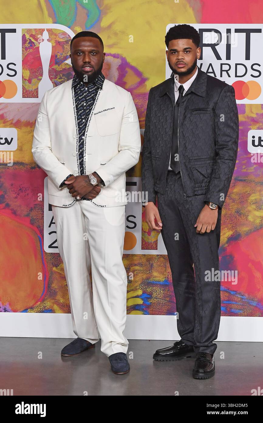LONDON, ENGLAND - MARCH 02: Headie One and K-Trap attending the BRIT Awards at Magazine, Greenwich on March 02, 2024 in London, England. CAP/MAR ©MAR/Capital Pictures Stock Photo