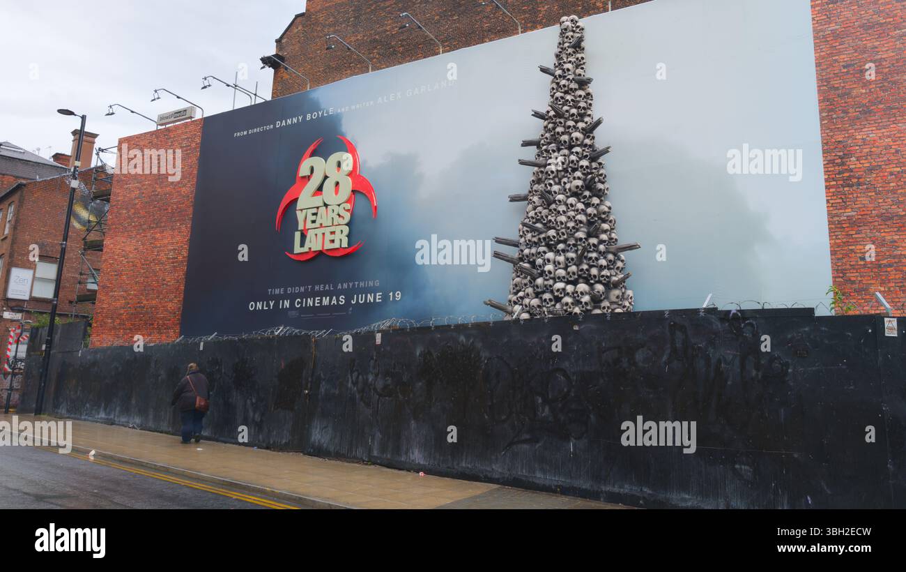 Advert for 28 years later. Manchester UK - Smartphone Captured Stock Image