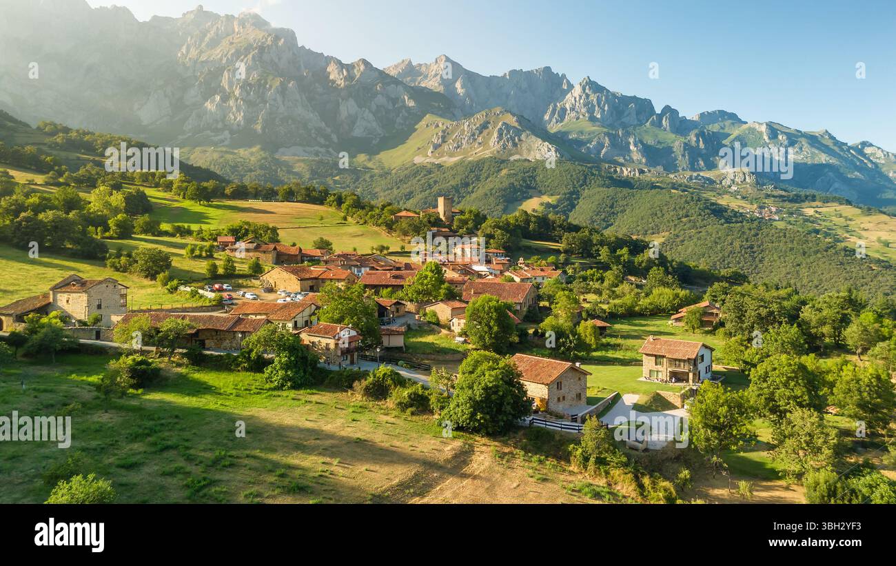 Aerial view of alpine town in summer hi-res stock photography and ...