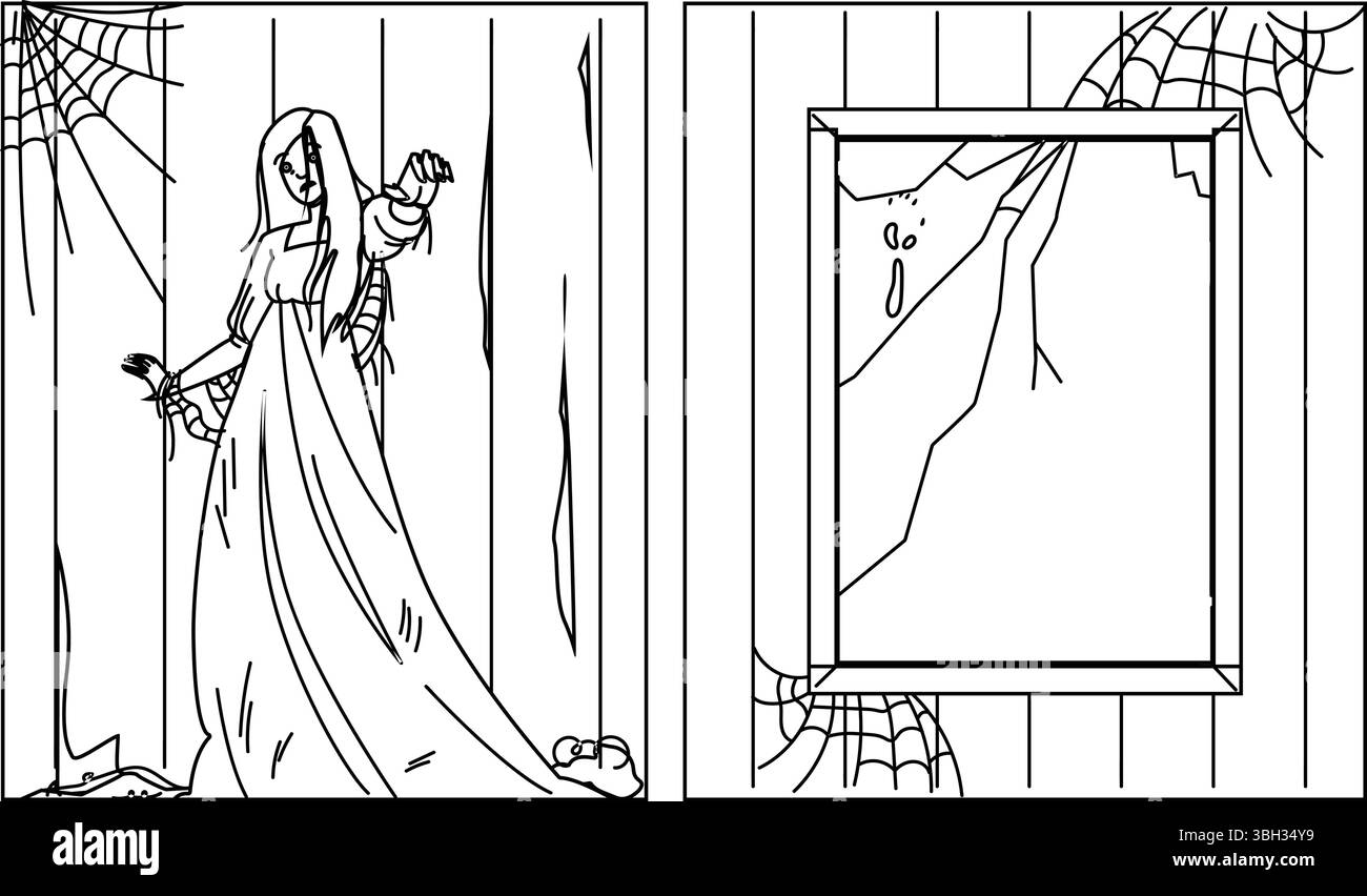 creepy haunted house woman vector Stock Vector