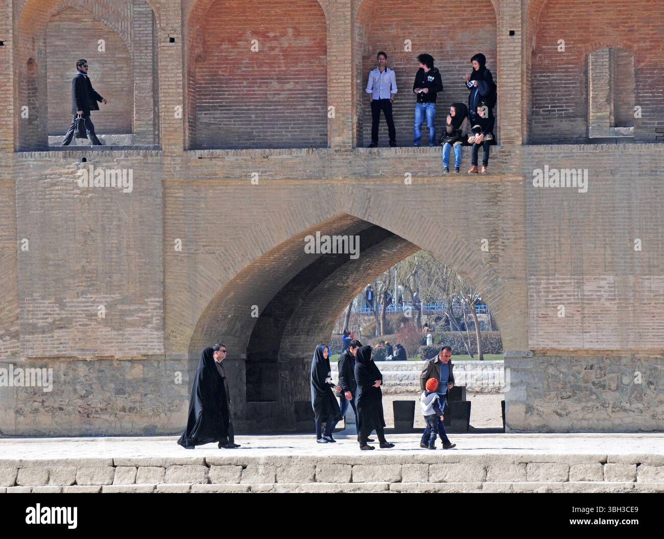 Si-o-se pol Bridge, located in Isfahan, Iran, was built in 1602. It has ...