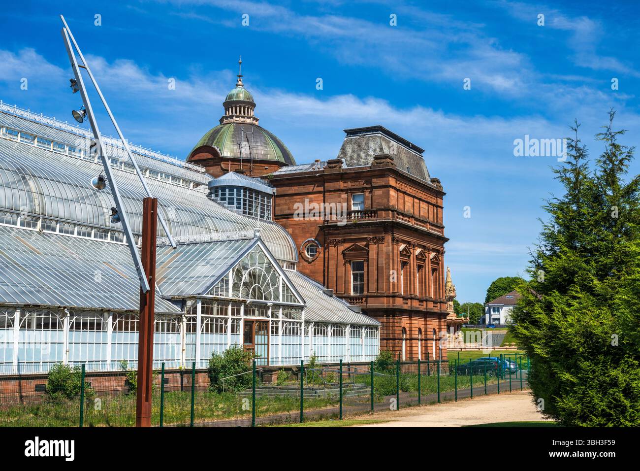 The People’s Palace and Winter Gardens glasshouse on Glasgow Green in Glasgow, Scotland, UK Stock Photo