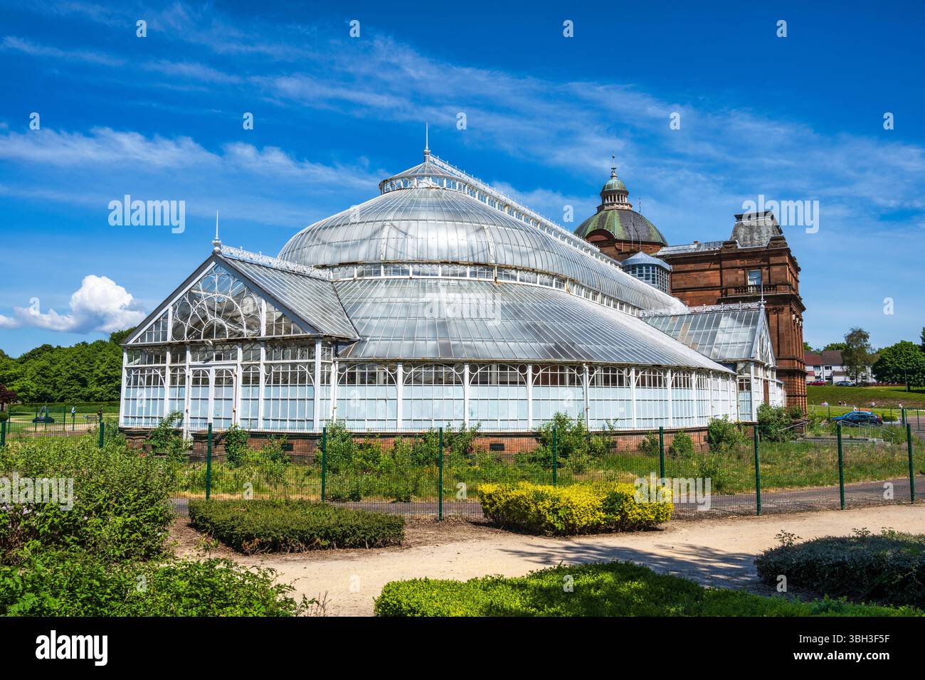 The Winter Gardens glasshouse at the rear of the People’s Palace on Glasgow Green in Glasgow, Scotland, UK Stock Photo