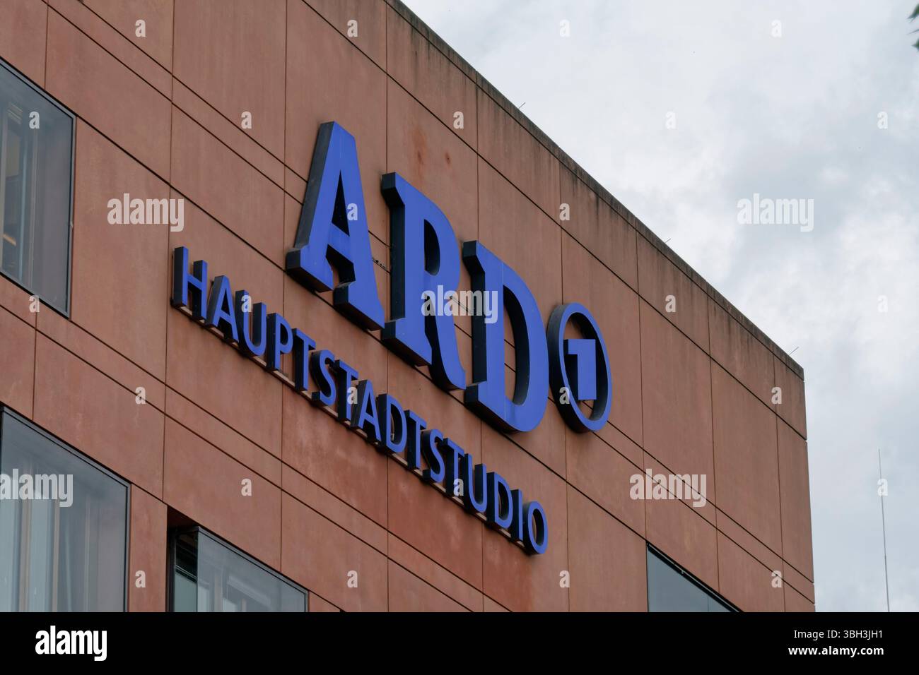 ARD Hauptstadtstudio, Aussenaufnahme, Logo, Berlin-Mitte Stock Photo