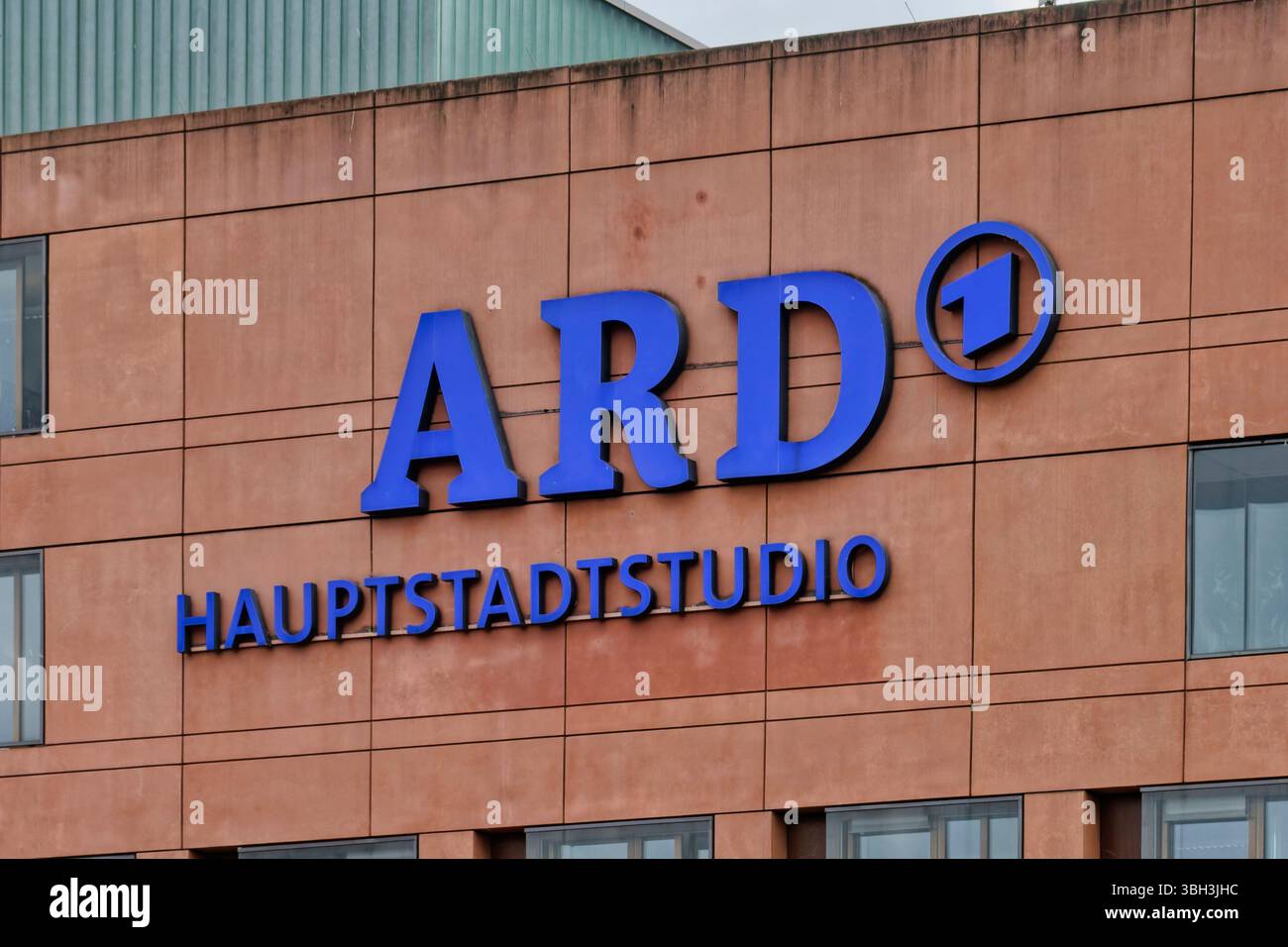 ARD Hauptstadtstudio, Aussenaufnahme, Logo, Berlin-Mitte Stock Photo